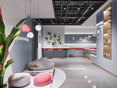 Light Luxury Milk Tea Shop 3d model