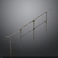 Rusty Metal Safety Handrail Railing Structure With Vertical Supports