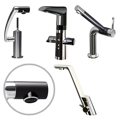Modern Kitchen Faucet Designs With Sleek Chrome And Matte Black Finishes 3d model