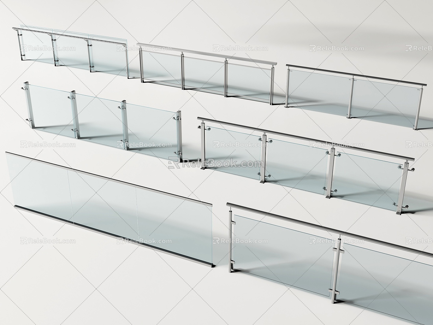 Modern Railing Glass Railing Guardrail Glass Guardrail Balcony Guardrail Fence Balcony Railing 3d model