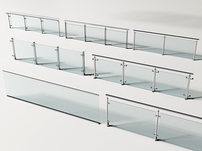 Modern Railing Glass Railing Guardrail Glass Guardrail Balcony Guardrail Fence Balcony Railing 3d model