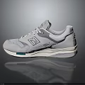 New Balance Retro Style Light Gray Sneakers With White Laces And Green White Sole