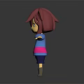 3D Animated Character With Reddish Brown Hair Purple Eyes Blue Sweater And Outstretched Arms
