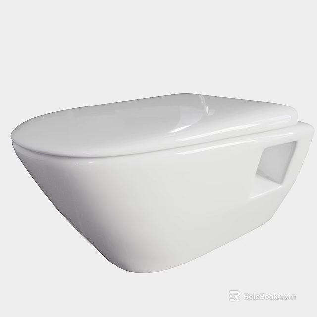 Sleek White Wall Mounted Toilet With Modern Design And Smooth Surface 3d model 