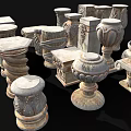 Ornate Classical Stone Sculptural Components For Garden Decoration And Outdoor Ornaments