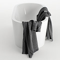 Modern Bathtub Bathtub Towels Bathrobe Combo 3d model