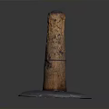 Rustic Wooden Column With Textured Surface And Round Metal Base Plate