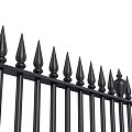Traditional Black Wrought Iron Fence With Spiked Top And Vertical Bars