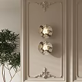 Modern Elegant Wall Lamp with Marble Pattern in Interior Decor and Green Plant