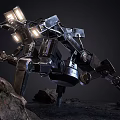 Modern robot action excavator walking excavator 3d model