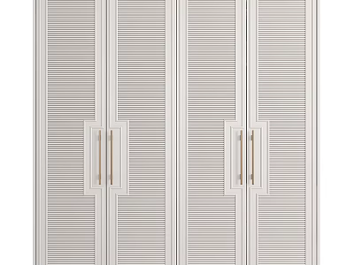 Modern White Wardrobe Interior Design With Louvered Doors And Metal Handles Home Furniture 3d model