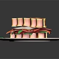 Crispy Golden Waffle Sandwich with Colorful Vegetables and Meat on White Plate