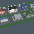 Industrial Equipment Facilities With Multiple Colored Buildings And Outdoor Layout