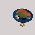 Vibrant Round Rug With Blue Green Orange Pink Colorful Patterns And Soft Plush Surface Design