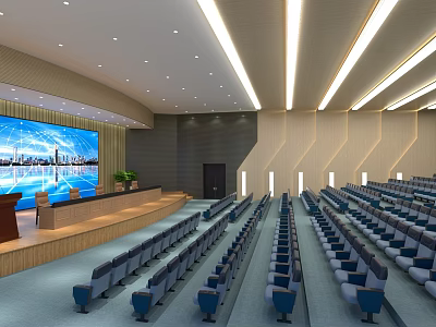 Large Modern Conference Room with Stage Large Screen Audience Seats and Modern Lighting 3d model