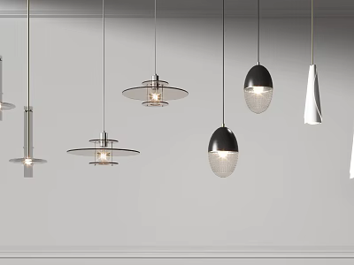 Modern Stylish Pendant Lights With Various Shapes And Glass Shades Design 3d model