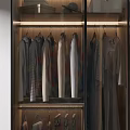 Modern Wardrobe With Glass Doors And Hanging Clothes Storage Compartments