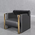 Modern Luxury Single Sofa With Black Leather Upholstery And Gold Metal Frame