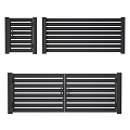 Black Slatted Metal Gate Design For Outdoor Double And Single Panels 3d model