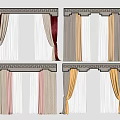 Elegant Window Curtains With Multiple Colors And Decorative Valance Designs 3d model