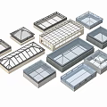 Various Glass Roof And Skylight Structures With Different Architectural Designs 3d model