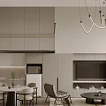Modern Minimalist Loft Living Room With Chandeliers Art And Sofa