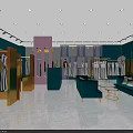 Modern Fashionable Clothing Store Interior With Mannequins Apparel Displays And Decorative Plants