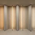 Modern Wall Lamps On Compartment Walls With Slim Metal Frame And LED Strip Lighting