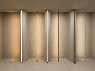 Modern Wall Lamps On Compartment Walls With Slim Metal Frame And LED Strip Lighting 3d model
