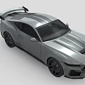 Silver Modern Sports Car With Black Stripes Black Wheels And Rear Spoiler