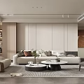 Modern Living Room Interior Design With L Shaped Sofa And Round Coffee Table