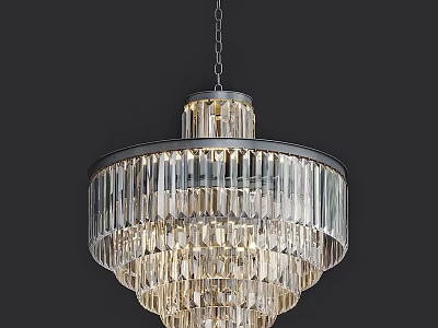 Elegant Multi Layered Crystal Chandelier With Illuminated Metal Frame And Modern Design 3d model