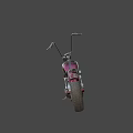 Maroon Chopper Motorcycle With Long Handlebars Black Seat And Chrome Details On Gray Background