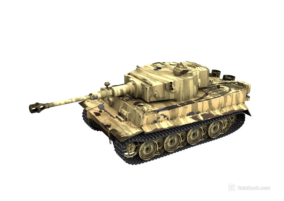 Military Tank With Camouflage Paint Turret Gun Barrel And Heavy Metal Tracks Design 3d model 