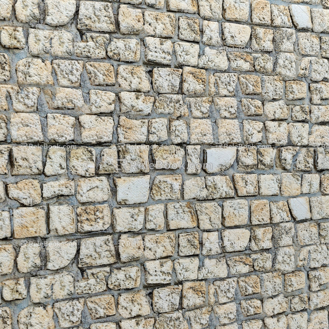 Cultural stone brick wall 3d model