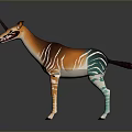 Colorful Striped Horned Animal Figurine With Vibrant Orange Green And White Patterns