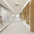Bright Modern Elevator Hallway Interior With Wooden Shelves White Decor And Bench