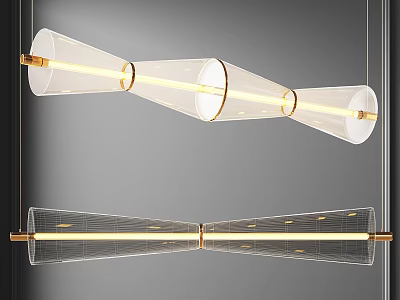 Modern Linear Glass Chandelier With Metal Frame For Contemporary Dining Room Decor 3d model