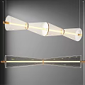 Modern Linear Glass Chandelier With Metal Frame For Contemporary Dining Room Decor