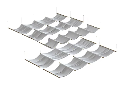 Elegant White Ceiling Drapery Neatly Arranged in Grid Pattern for Decorative Design 3d model