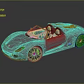 Silver Convertible Sports Car With Sleek Design Green Accent Wheels And Reflective Surface