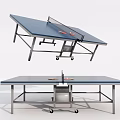 Foldable Ping Pong Table with Wheels Blue Tabletop Net and Paddles for Sports