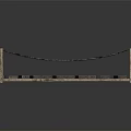 Wooden Bridge Structure With Wooden Planks Wooden Posts And Rope Railings