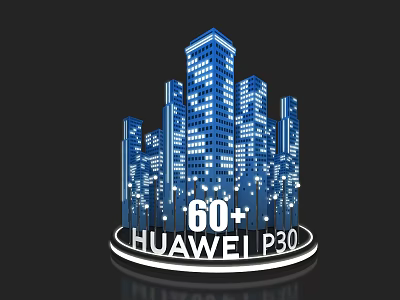 Stunning Illuminated Skyscraper Skyline Photo Check-in Spot with 60 Plus HUAWEI P30 3d model