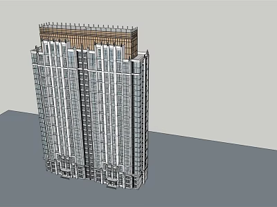 Modern High Rise Office Building With Glass Curtain Wall And Top Decoration 3d model