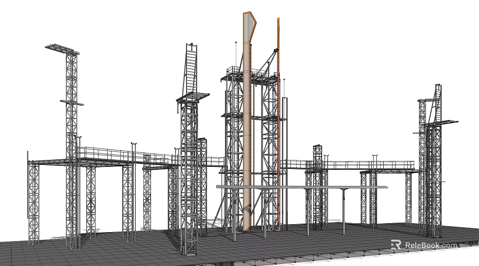 Industrial Equipment Heavy Duty Steel Framework With Platforms And Tower Structures 3d model 