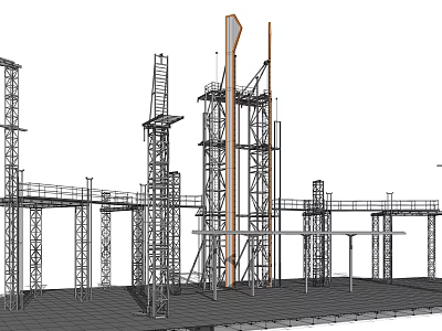 Industrial Equipment Heavy Duty Steel Framework With Platforms And Tower Structures 3d model