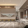 New Chinese Style Clubhouse Interior With Landscape Art And Zen Elements