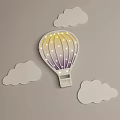 Decorative Kids Room Wall With Rocket Hot Air Balloon Star And Cloud Decorations 3d model