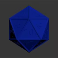 Detailed Blue Polyhedral Die Sculpture with Intricate Number Carvings for Tabletop Gaming